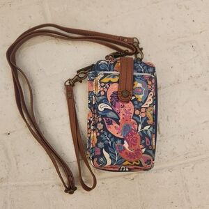 Sakroots Floral Crossbody Bag with Brown Accents